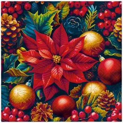 Paw Serwetka Lunch Decor Poinsettia Charm 33x33 20szt./op.