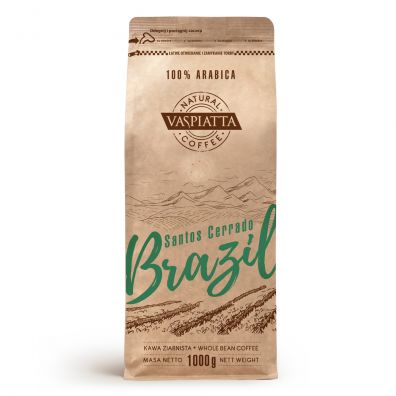 Vaspiatta Natural Coffee Kawa ziarnista Brazil Santos Cerrado 1 kg