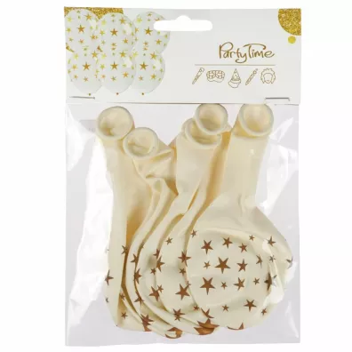 Arpex Balony ze zotym nadrukiem gwiazdki 6 szt.