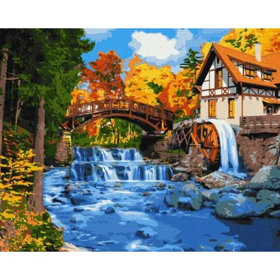 Ideyka Malowanie po numerach - Domek z m�ynem 40x50cm
