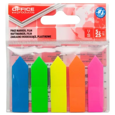 Zak�adki indeksuj�ce Office Products strza�ka PP 12x45mm mix kolor�w