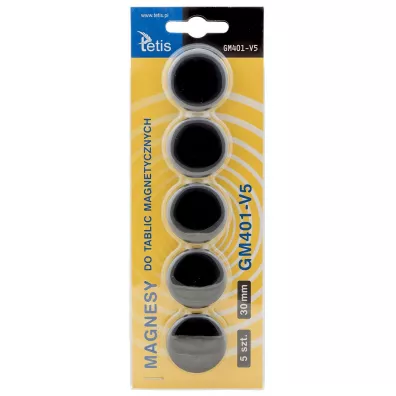 Tetis Magnesy do tablic czarne 30mm/5