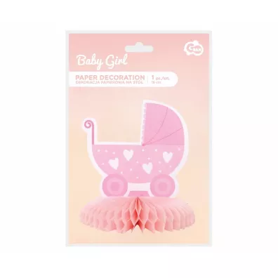 Godan Dekoracja papierowa B&G na st� Baby Girl - w�zek 16 cm