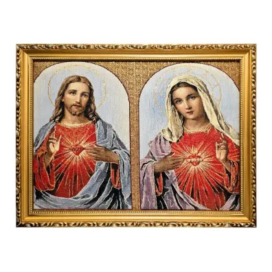 Obraz Haftowany Serce Maryi/SerceJezusa 32x42cm
