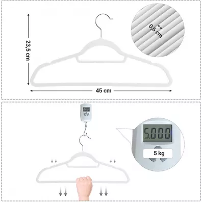 Songmics Wieszaki aksamitne biae komplet 50 szt.
