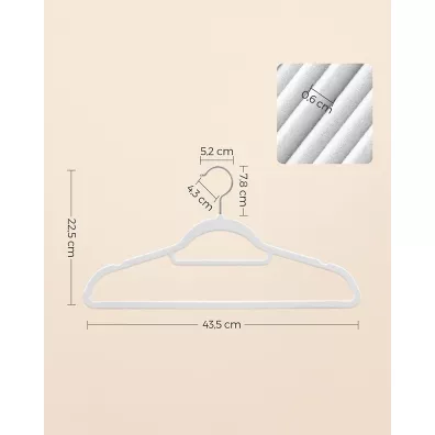Songmics Wieszaki aksamitne biae komplet 50 szt.