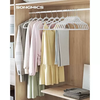 Songmics Wieszaki aksamitne biae komplet 50 szt.