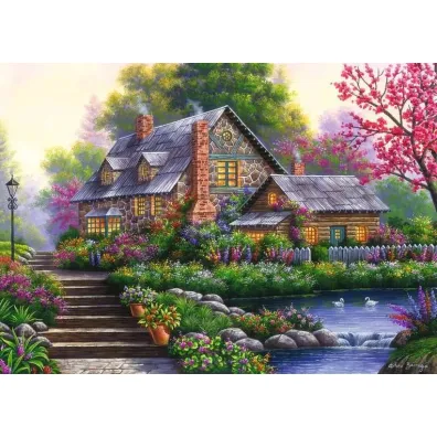 Puzzle 1000 el. Romantyczny domek na wsi Ravensburger