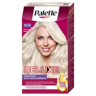 Palette Deluxe Oil-Care Color farba do w�os�w trwale koloryzuj�ca z mikroolejkami 11-11 Ultra Tytanowy Blond