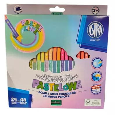 Astra Kredki o��wkowe dwustronne pastelowe 48 kolor�w 24 szt.