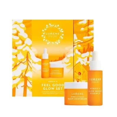 Lumene Zestaw Nordic-C Feel Good Glow Gift Set Glow Boost Essence esencja do twarzy + Glow Moisturizer krem do twarzy 30 ml + 50 ml