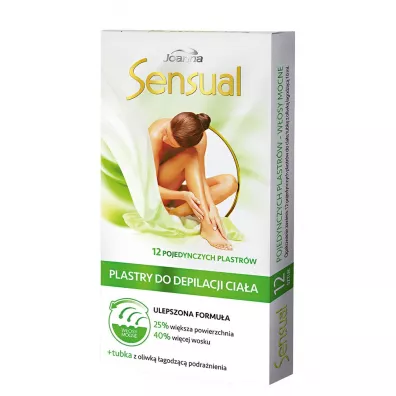 Joanna Sensual plastry do depilacji cia�a w�osy mocne + oliwka �agodz�ca podra�nienia 12 szt. + 10 ml