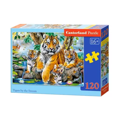 Puzzle 120 el. Tygrysy przy potoku Castorland