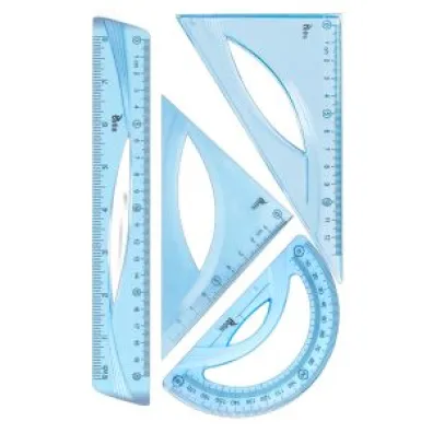 Tetis Zestaw geometryczny niebieski linijka 20cm