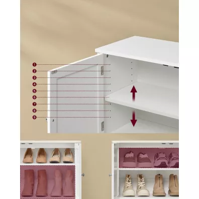 Songmics Szafka na buty 3-poziomowa z drzwiczkami