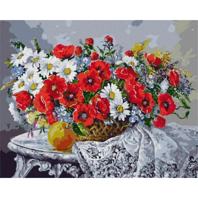 Ideyka Malowanie po numerach z ram� - Martwa natura z makami 40x50cm