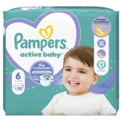 Pampers Active Baby, rozmiar 6 (13 - 18 kg) 32 szt.