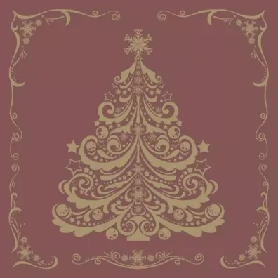 Serwetki Lunch Daisy BN - Gold Christmas Tree on Claret SDGW024803