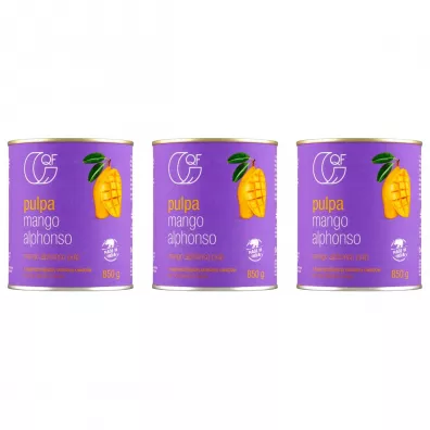 Quality Food Pulpa z mango Alphonso 99,9% mango Zestaw 3 x 850 g