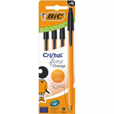 Bic D�ugopis Orange Fine Cristal 4 szt czarny