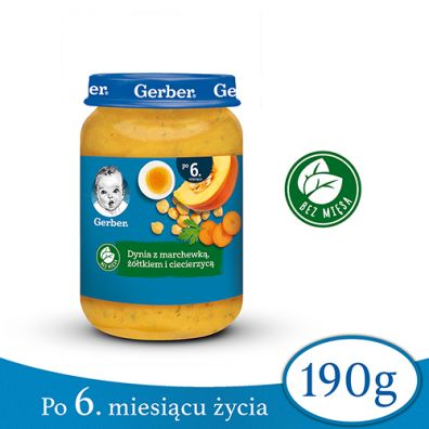 Gerber Obiadek dynia z marchewk tkiem i ciecierzyc dla niemowlt po 6 miesicu 190 g