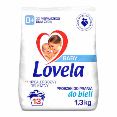 Lovela Baby hipoalergiczny proszek do prania ubranek niemowlcych i dziecicych do bieli 1.3 kg