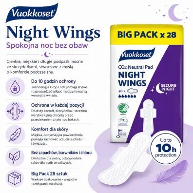 Vuokkoset NIGHT WINGS, Podpaski na noc ze skrzyde�kami 28 szt.