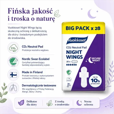 Vuokkoset NIGHT WINGS, Podpaski na noc ze skrzyde�kami 28 szt.