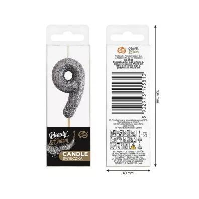 Godan �wieczka na tort cyfra 9 brokatowa 11.5x3.5cm