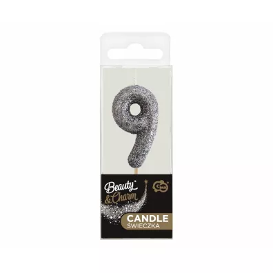Godan �wieczka na tort cyfra 9 brokatowa 11.5x3.5cm