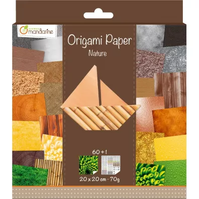 Avenue Mandarine Papier origami Natura 20 x 20 cm 60 kartek