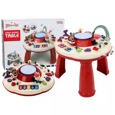 LeanToys Stolik edukacyjny interaktywny pianinko czerwone