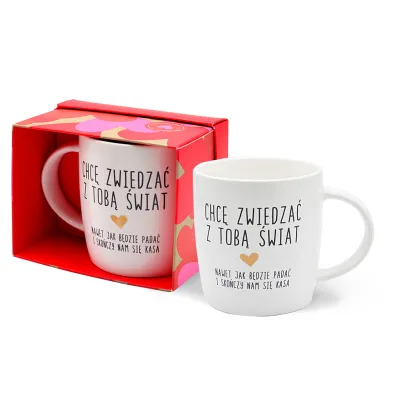 Kukartka Kubek Chc� zwiedza� z Tob� �wiat Walentynki PASSION CARDS TOP-009KUK