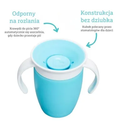 Kubek treningowy z uchwytami Munchkin Miracle 360&deg; 207ml niebieski