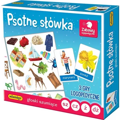 Psotne s��wka. G�oski szumi�ce. 3 gry logopedyczne Adamigo