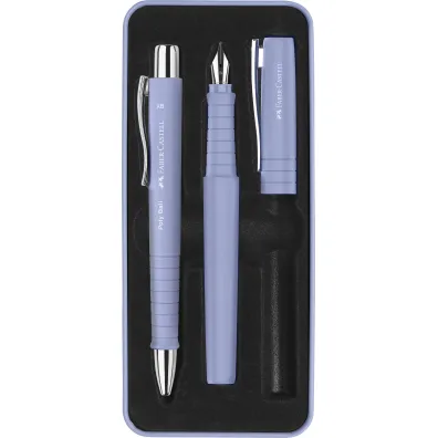 Faber-Castell Zestaw prezentowy poly pi�ro wieczne b +d�ugopis pale iris opakowanie metalowe