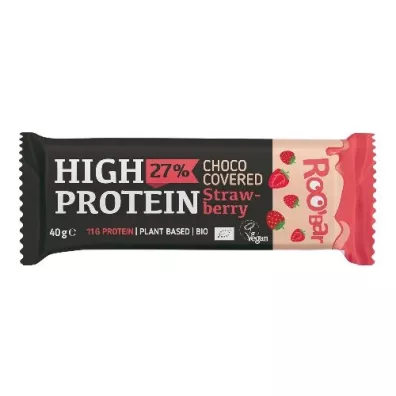 Roobar Baton proteinowy truskawkowy w polewie rowej 40 g Bio