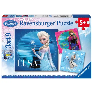 Puzzle 3x49 el. Elsa, Anna i Olaf Kraina Lodu Ravensburger