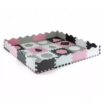 Mata piankowa puzzle Jolly 4x4 Shapes pink grey rowo-szara Milly Mally