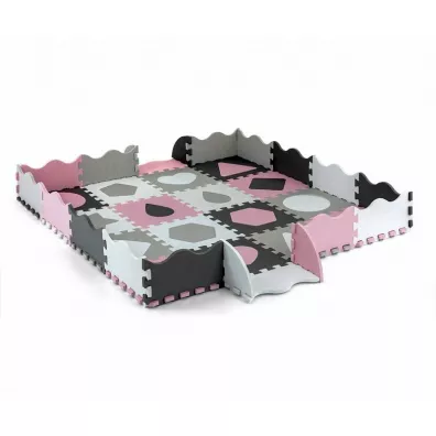 Mata piankowa puzzle Jolly 4x4 Shapes pink grey rowo-szara Milly Mally
