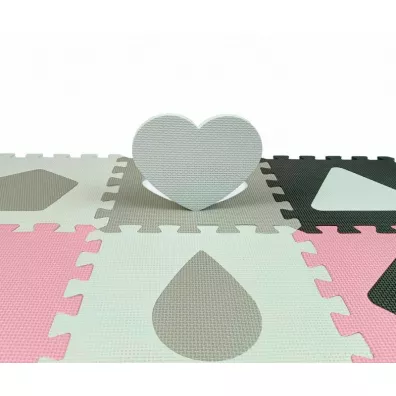 Mata piankowa puzzle Jolly 4x4 Shapes pink grey rowo-szara Milly Mally