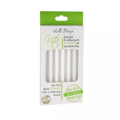 Vialli Design Somki szklane 20cm zestaw ze szczoteczk 26612 6 szt.