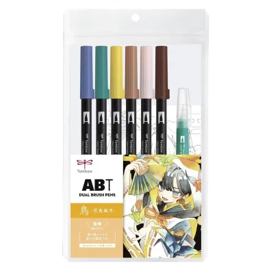Tombow Zestaw Manga Bird 6 x ABT + wodny p�dzel