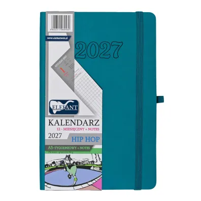 Kalendarz 2027 12 m-cy. Hip hop A5 tygodniowy szmaragdowy