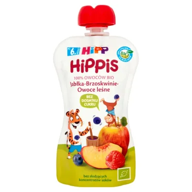 Hipp Mus owocowy Jab�ka-Brzoskwinie-Owoce le�ne po 6. miesi�cu 100 g Bio