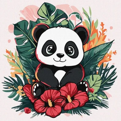 Malowanie po numerach - Panda w tropikach Kids Ideyka