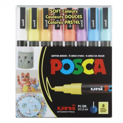 Uni Mitsubishi Pencil Markery PC-3M soft colors pastelowe kolory Posca Uni 8 szt.