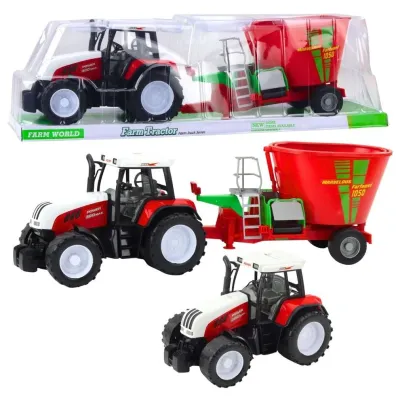 Traktor z przyczep� mieszalnik czerwony 60cm LeanToys