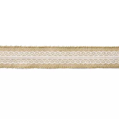 PartyDeco Ta�ma jutowa z koronk� 5x500cm