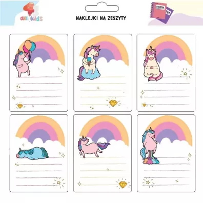 All4Kids Naklejki na szafk� i zeszyt T�czowe jednoro�ce